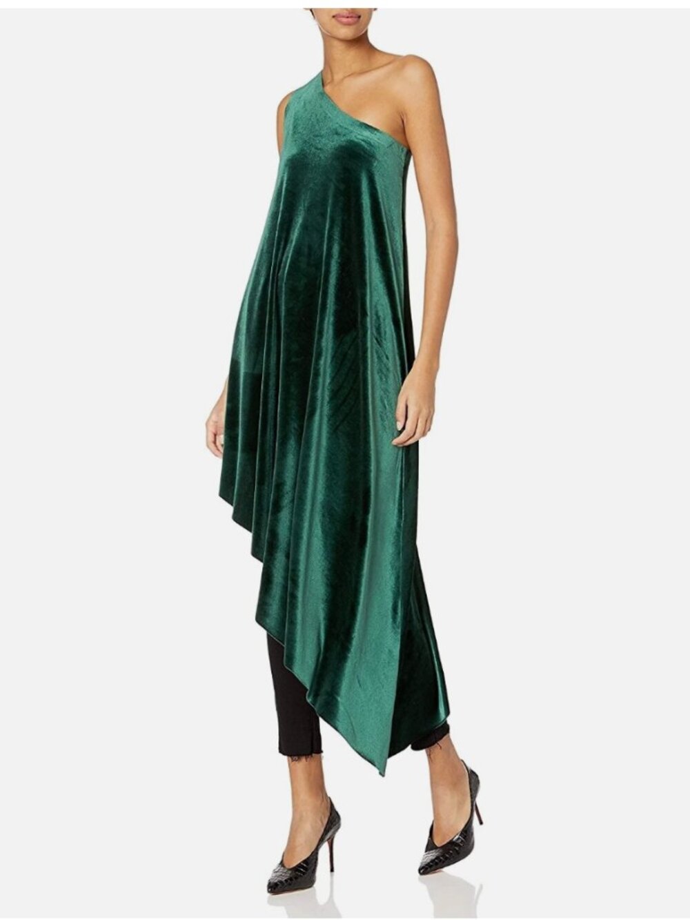 Norma Kamali  Women's One Shoulder Diagonal Tunic Size S/36 Green